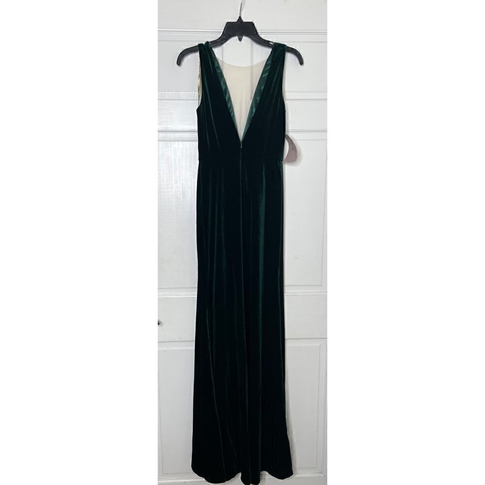 BHLDN Jenny Yoo Logan Velvet Dress Size 2 in Dark Emerald - Picture 3 of 5